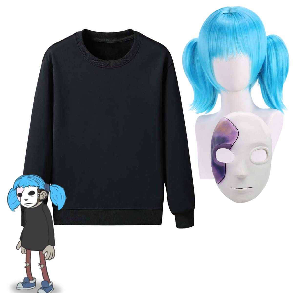 Adult Game Sally Face Cosplay  - Black Face Mask Pack avis et prix
