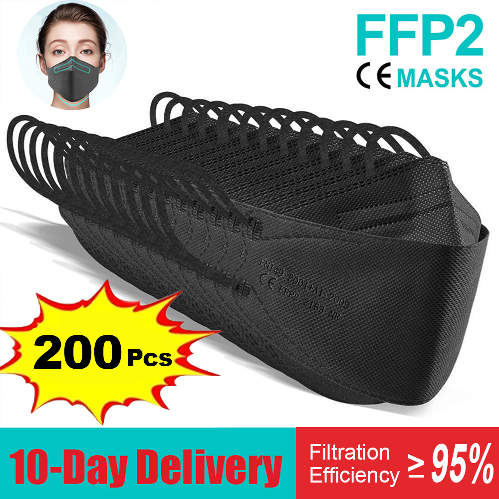 10-200pcs fpp2 fish mask kn95  - Disposable Surgical Mask avis et prix