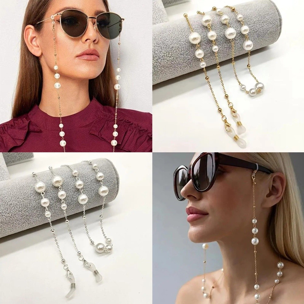 Trendy Pearl Beaded Sunglass C - Mask Lanyard Adjustable avis et prix