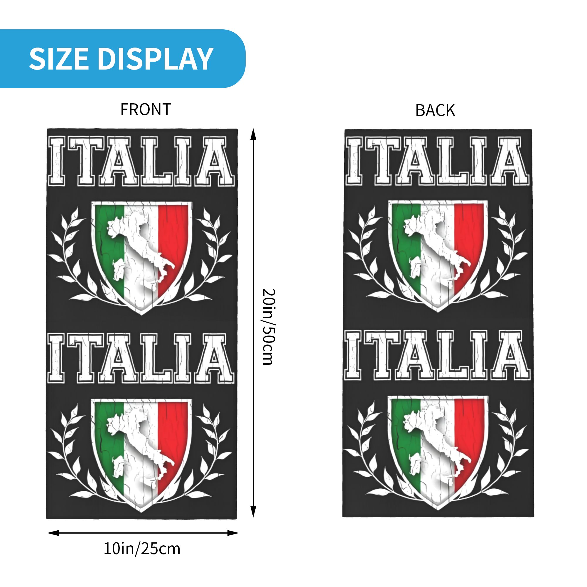 Custom Italy Flag Bandana Neck - Neck Gaiter Face Cover avis et prix