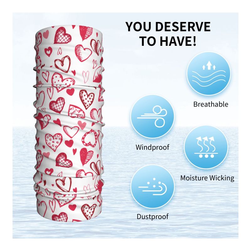 Pink Red Love Hearts Bandana N - Neck Gaiter Face Cover avis et prix
