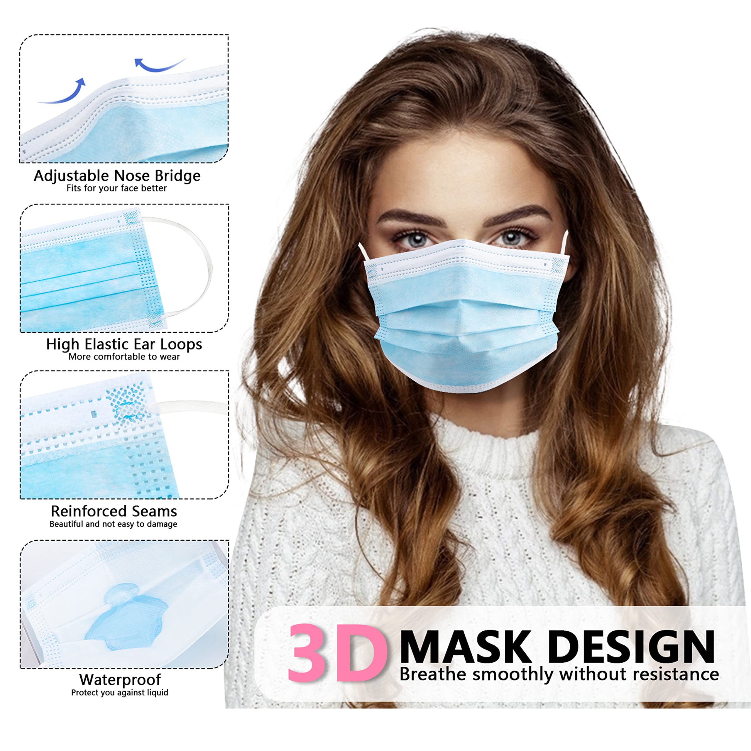 50/100 PCS Box Blue Face Masks - Disposable Mask Blue avis et prix