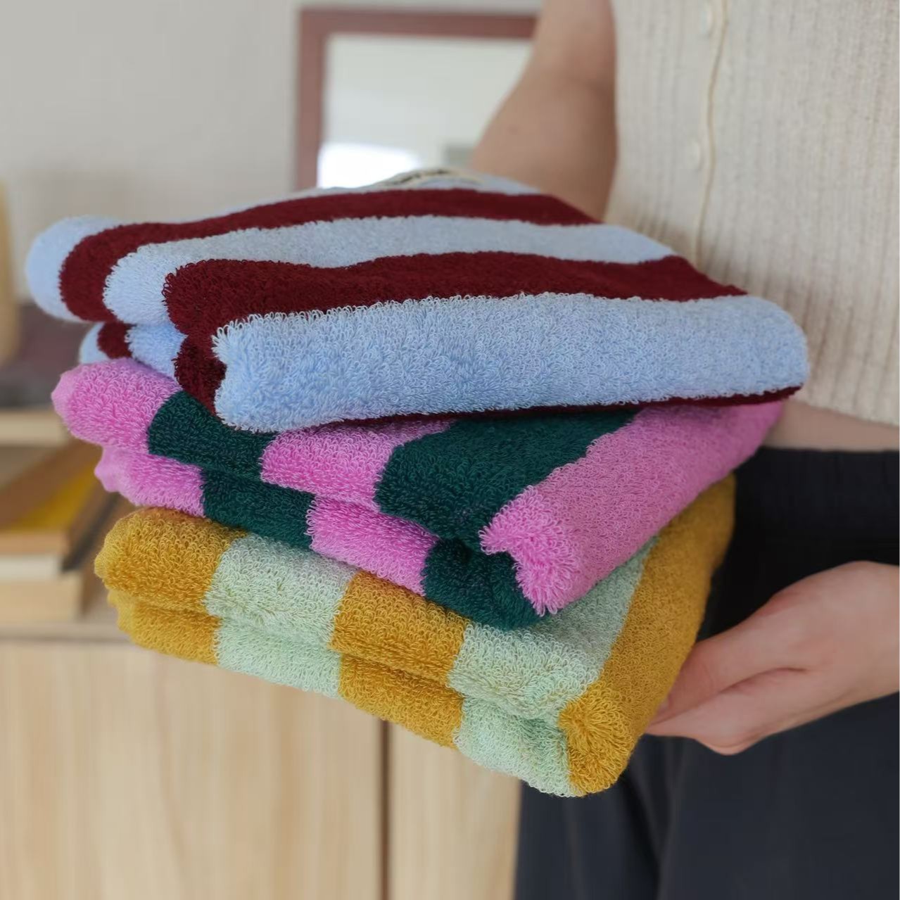 Retro Striped Pure Cotton Towe - Cloth Face Mask Washable avis et prix