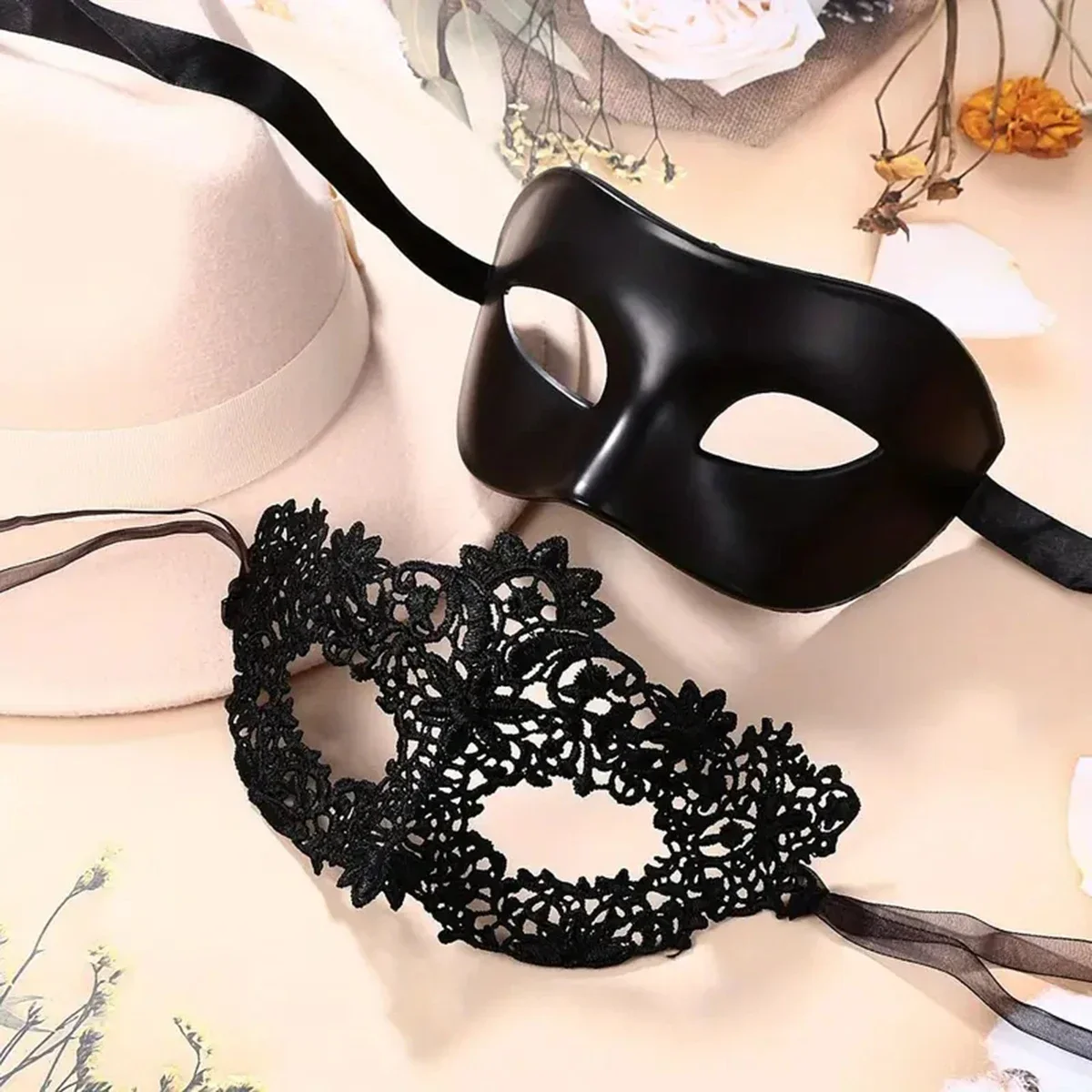 2pcs Elegant Black Lace Masque - Black Face Mask Pack avis et prix